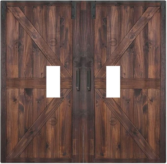 Rustic Barn Doors Vintage Brown Wood Plank Print Decorative Switch Plates 2 Gang Double Toggle Outlet Light Switch Cover Wall Plate Electrical Faceplate for Farmhouse Home Decor
