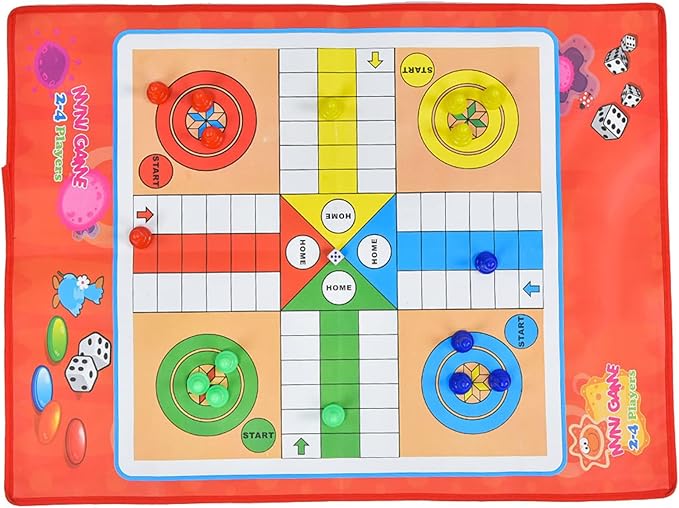 Pongnas NonWoven Snakes and Ladders Kids Ludo Game Board Set for Family Fun and Educational Play