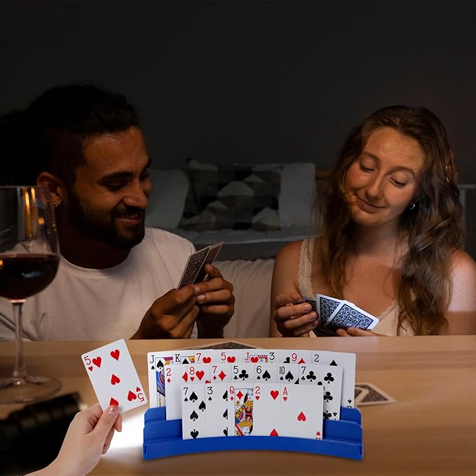 Three-Layer Design Playing Cards Holders，Playing Card Holder for Kids Adults Hands Free Card Holder for Family Card Game Nights Poker Parties