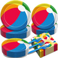 Kepeel 200Pcs Summer Pool Beach Party Tableware Set, Beach Pool Ball Party Decorations Supplies for Kids Boys Girls Summer Hawaiian Party Disposable Dessert Plates Napkins Forks Favors, Serve 50