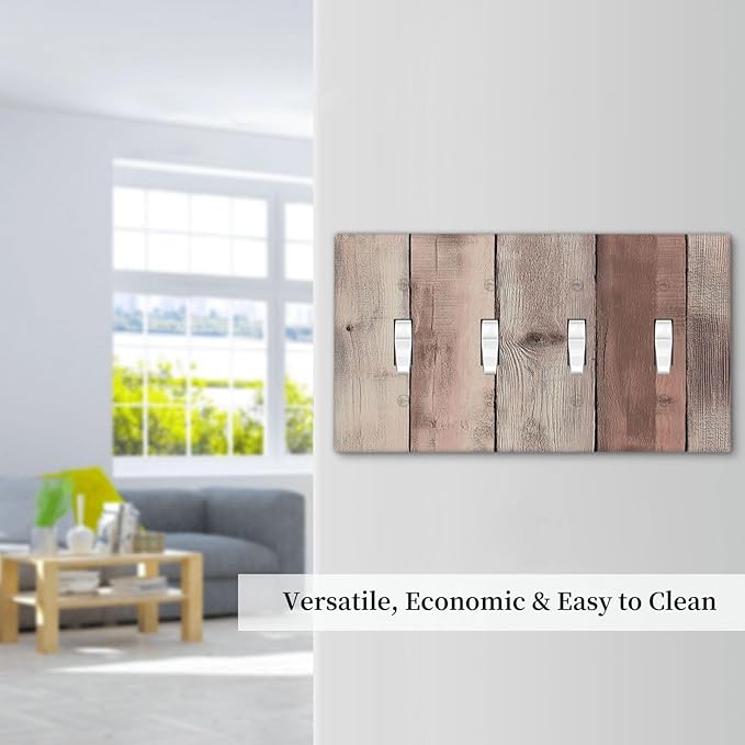 Light Switch Covers Vintage Natural Wood Rustic Cinnamon Quad Toggle Electrical Faceplate 4 Gang Wall Plate Decorative Switch Plates For Farmhouse Cabin Decor