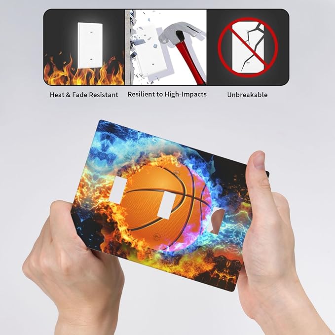 Basketball Light Switch Cover Plates Decorative Triple Toggle Wall Plate, 3 Gang Lightswitch Cover