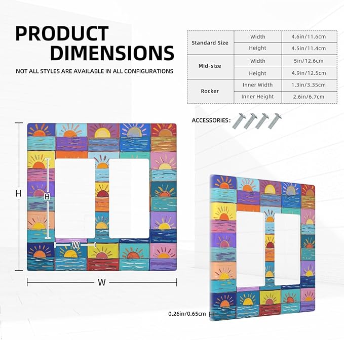 Sunrise Double Rocker Wall Plate Decorative 2 Gang Light Switch Covers Electrical Switchplate Home Decorate Faceplat for Bathroom Bedroom Kitchen Room 4.5 x 4.5 Inch