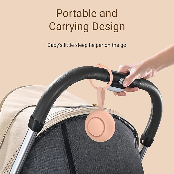 Portable Baby Sound Machine [White Noise for Babies Kids Adults][Timer Function][12 Soothing Sounds][Sleep Boombox] 15 Hours Battery Life, Travel,Registry,Gifts,Shower,Clips on Baby Stroller.Peach