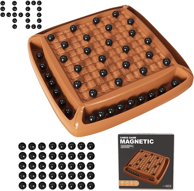Magnet Game, Magnetic Game Chess 40 Piceses, Family Games for Kids and Adults, Board Game for Kids 8-12 Family Games Night 2-4 Players, Gifts for Teens Kid (Brown)