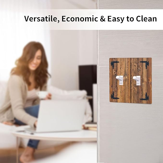 Faux Wood Decorative Printed Double Light Switch Cover Plates Decorative 2 Gang Wall Plate Double Toggle Lightswitch Cover
