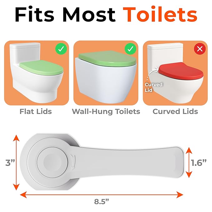 2-Pack Toilet Locks Baby Proof - Toilet Seat Locks for Toddlers with Adhesive - Toilet Latches Child Safety - No Tools Required