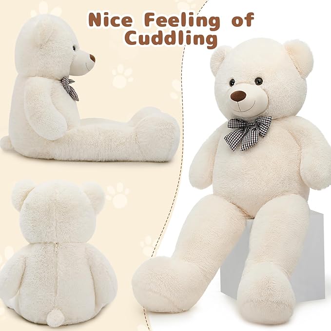 MaoGoLan Giant Teddy Bear Big 4 Feet Stuffed Animal Stuffed Bear Baby Shower 47 inches Life Size Large Teddy for Girlfriend Boyfriend Wife Children