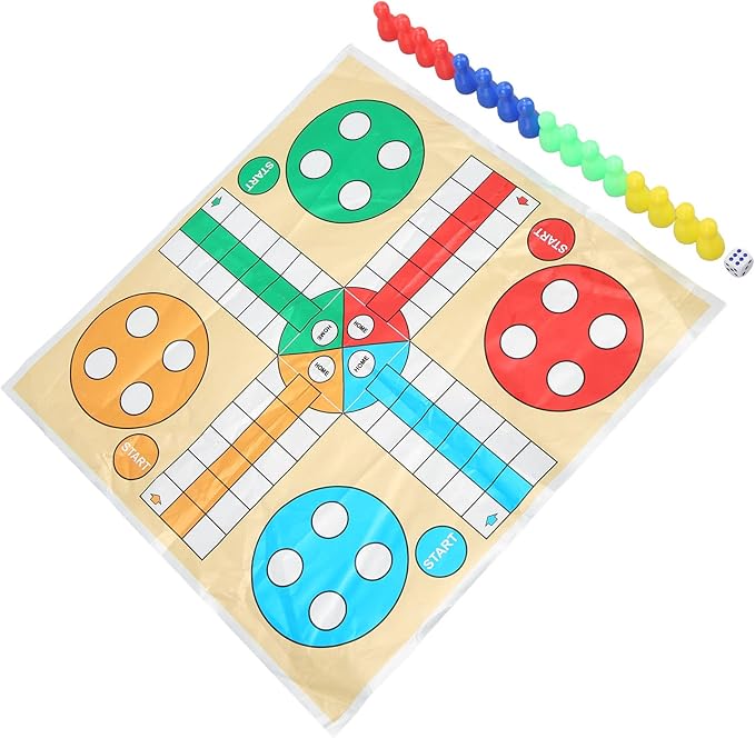 Naroote Foldable Ladder Board Game Set, 3 in 1 Flying Chess Snake Chess Family Dice Game, Clear Storage Box Sets with Portable Design, Ideal for Kids, Adults, Travel, Camping &