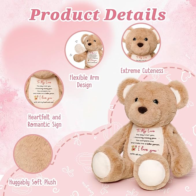 to My Love Teddy Bear for Valentines Day, I Love You Gift for Her, Wife, Girlfriend, Anniversary Engagement Proposal Wedding Valentines Gifts for Women, Valentines Day Gift Ideas 15"