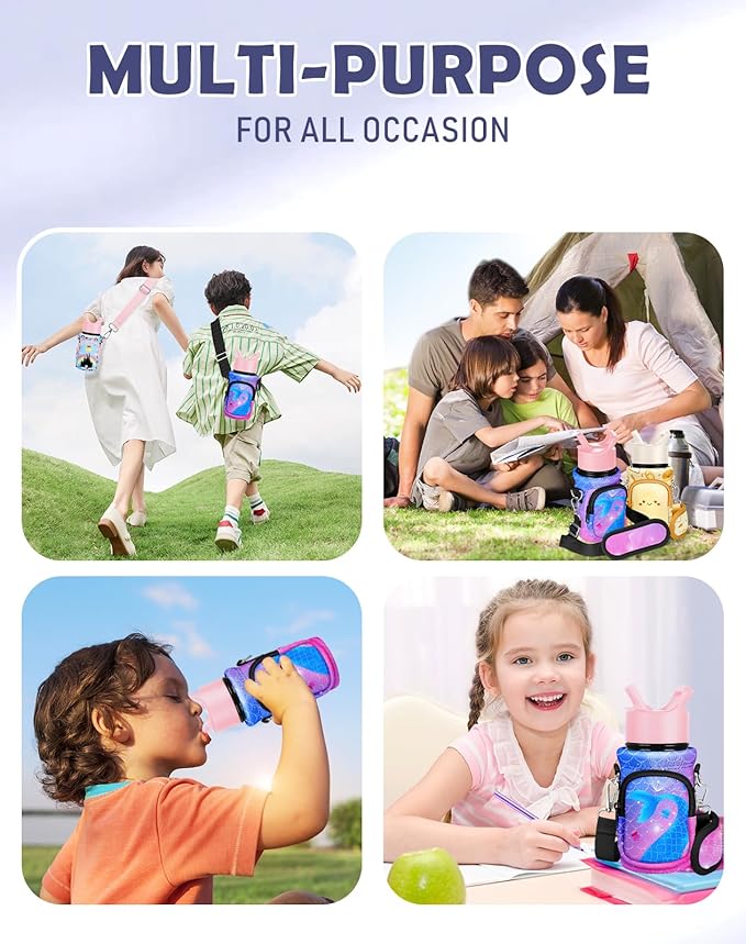 Miss Adola Water Bottle Carrier with Strap - Insulated Kids Water Bottle Holder for Boys Girls Bottle Bag for 10-18Oz