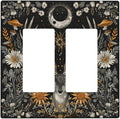 Light Switch Cover Plate Vintage Deer Flowers Moon Natural Plants Floral 2 Gang Double Rocker Outlet Covers Decorative Switch plates Electrical Wall Plates GFCI Receptacle for Bathroom Bedroom