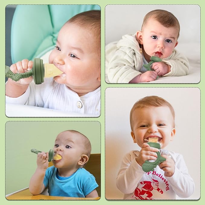 Baby Breastmilk Popsicle Molds & Fruit Feeder Pacifier, Silicone Baby Food Freezer Tray Storage Containers for Infant Teething Self Feeding
