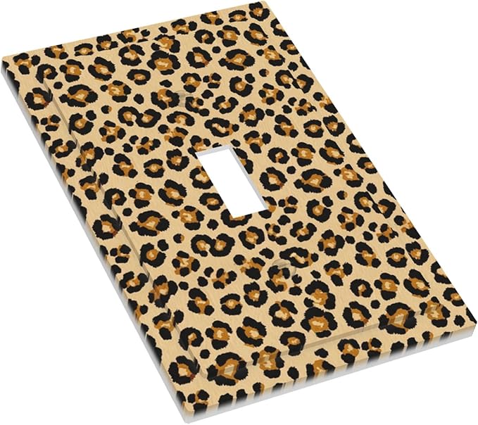 Classic Leopard Print 1-Gang Toggle Light Switch Plate, Retro 90s Wild Safari Bold Leopard Spots Decorative Wall Plate for Bedroom or Vanity