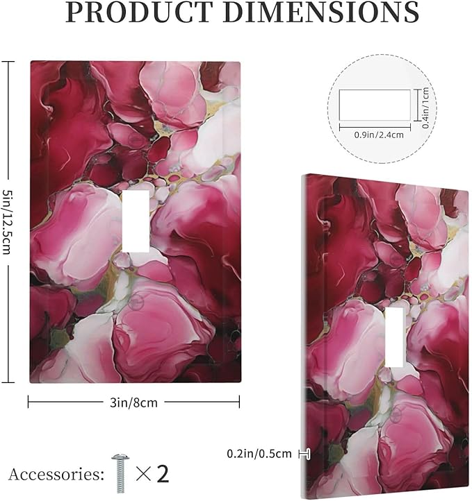 Decorative Light Switch Cover Plate Abstract Luxury Red Gold Marble Textures 1 Gang Wall Plate Oversized Single Toggle Wall Cover Plate Jumbo Electrical Switchplate Face Plate