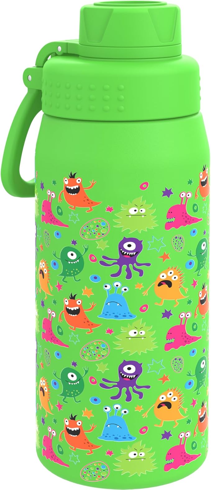 GOPPUS 19oz Kids Water Bottle with Spout Lid, Toddler Water Bottle, Stainless Steel Insulated Water Bottle, Leakproof, BPA Free, Suitable for Boys and Girls for School（Monsters）