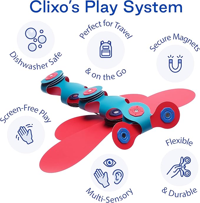 Clixo Itsy Magnetic Toy for Kids - Flexible, Durable, Imagination-Boosting Magnet Building Toy. Educational Multi-Sensory STEM Experience. Great as a Travel Game. Ages 4-99. 18 Piece Pack