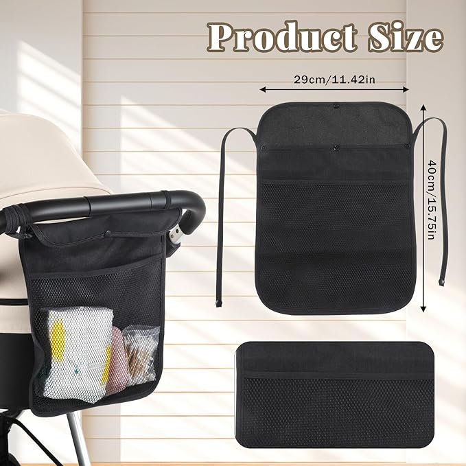 Larrel Universal Stroller Organizer, Stroller Mesh Cargo Net with Non-Slip Adjustable Strap, Diaper Caddy Organizer for Most Brands of Strollers (Black)