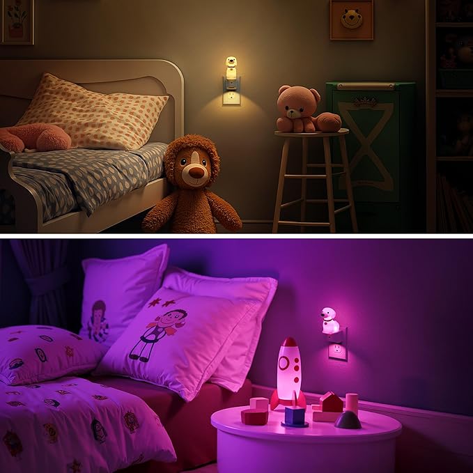 L LOHAS LED Night Light for Kids,3D Cute Puppy Night Lights,Dachshund with Dusk to Dawn Sensor, RGB+Soft White 3000K,Dog Night Light,Birthday Gift Nightlight for Kids, Room Decor,2Pack
