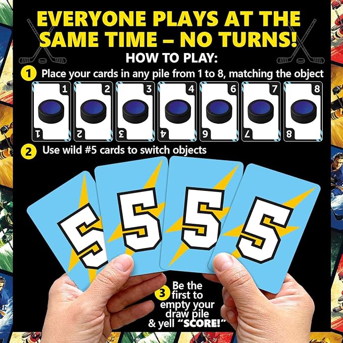 QUOKKA Hockey Fast-Paced Card Game for Kids & Adults – 128 Cards & Easy Rules – Quick & Fun Matching Game – 2-4 Players – Ages 8+ – Perfect for Family Games Night, Travel and Parties