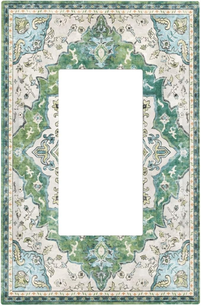 Sage Green Boho Vintage Floral Decorative Outlet Covers 1 Gang Single Rocker Light Switch Cover Plate Wall Plates GFCI Faceplate for Bedroom Living Room Decor