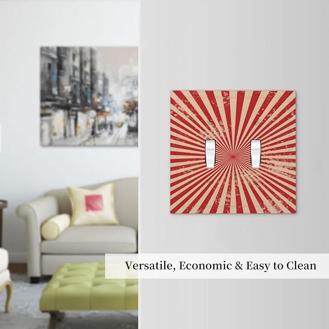 Retro Circus Sparkling Red White Lines Mid Century Decorative Switch Plates 2 Gang Double Toggle Outlet Light Switch Cover Wall Plate Electrical Faceplate for Farmhouse Home Decor