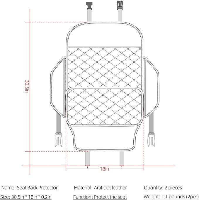 TAIKOO Seat Back Protector + Large Capacity Pocket Storage Organizer,Preventing the Impact of Children Stepping on the Seat Backrest (Black)