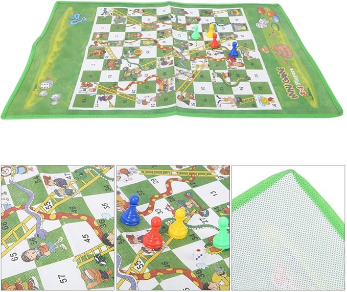 Snake Chess,60x45cm Folding Snake Chess Washable Folding Non Woven Fabrics Carpet Ground Mat Snake Ladder Chess Children Game Toy(3cm)