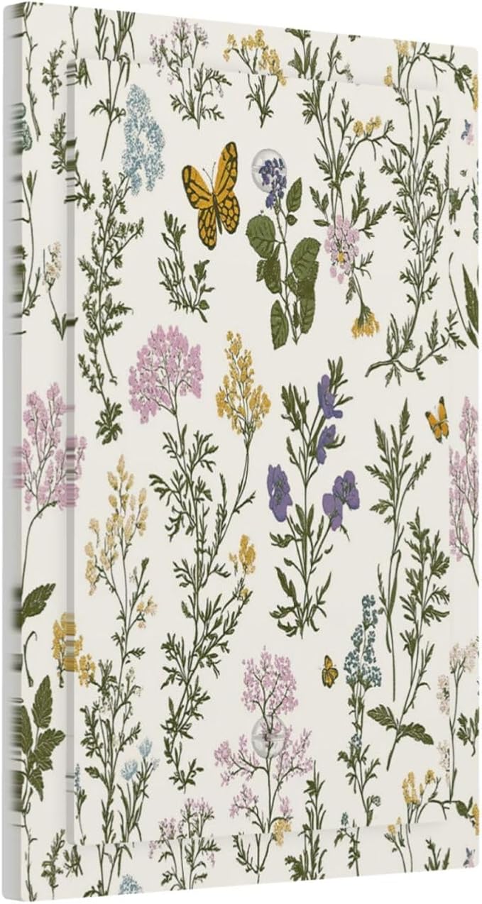Light Switch Cover Plate Vintage Colorful Flowers Butterfly Floral 1 Gang No Device Blank Electrical Wall Plates Faceplate Decorative Switch Plate For Bed Room Living Room Decor