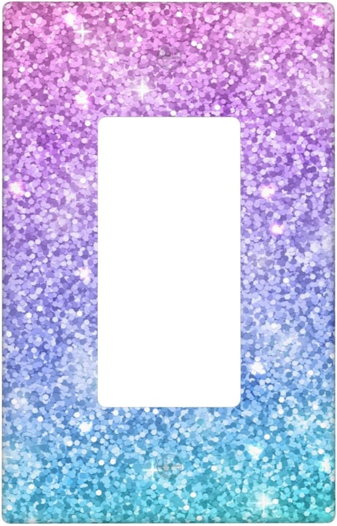 Pink Blue Mermaid Single Gang Rocker Light Switch Cover Plates Decorative Outlet Covers, 1 Gang Rocker Wall Plate