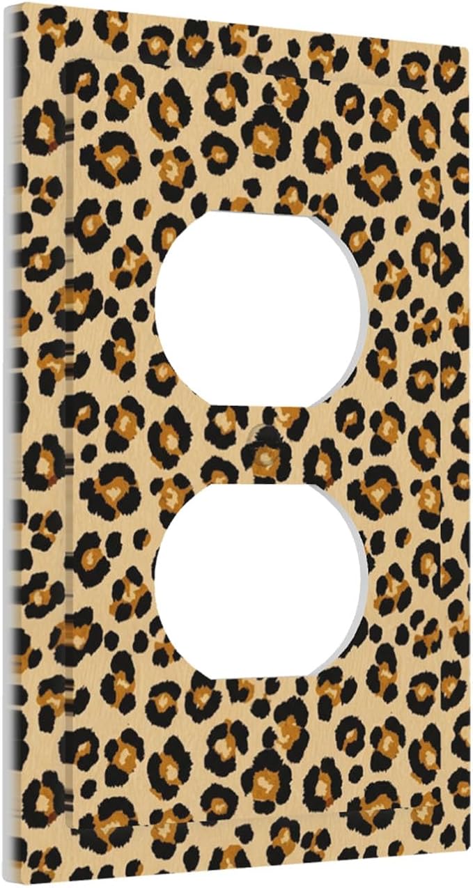 Classic Leopard Print Duplex Wall Plate - 1-Gang Standard US Size Retro 90s Wild Safari Outlet Covers, Bold Leopard Spots for Bedroom or Vanity
