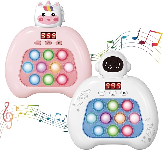 Electronic Pop It Game with LED Screen - 2-Player Online Bubble Pop Fidget Toy, Brain Training STEM Game for Kids 3-12, Anti-Anxiety Sensory Toy, Educational Birthday Gift for Boys Girls（Whtie）