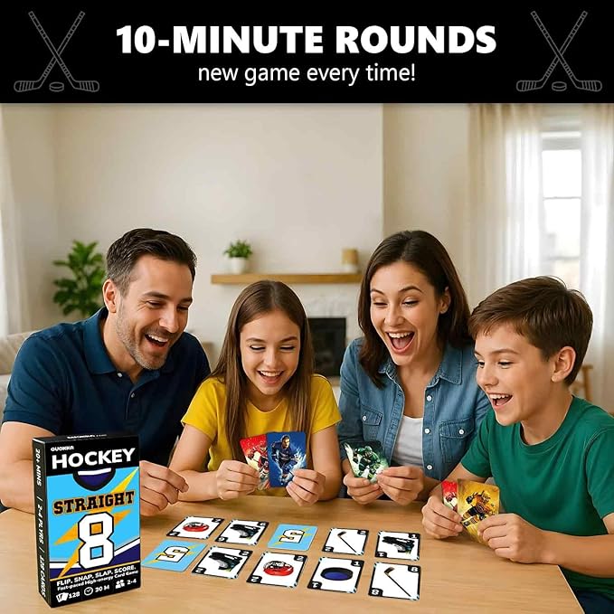 QUOKKA Hockey Fast-Paced Card Game for Kids & Adults – 128 Cards & Easy Rules – Quick & Fun Matching Game – 2-4 Players – Ages 8+ – Perfect for Family Games Night, Travel and Parties