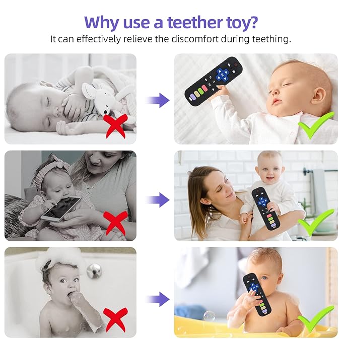 Chuya Baby Teething Toys for Babies 3-6-12-24 Months TV Remote Control Shape Teething Relief Food-Grade Silicone