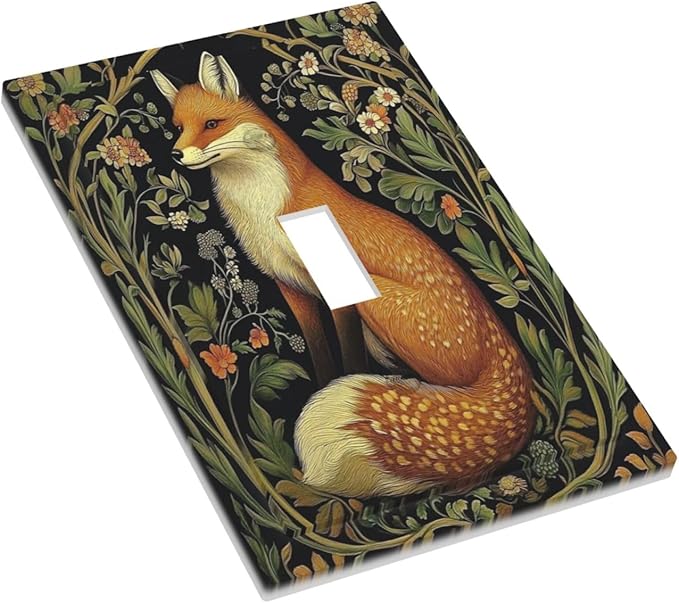 Fox Morris Plants Flowers Vine Colorful Floral Decorative Light Switch Cover 1 Gang Single Toggle Device Electrical Faceplate Switchplates Decorator Outlet Wall Plate For Bed Room Living Room Decor