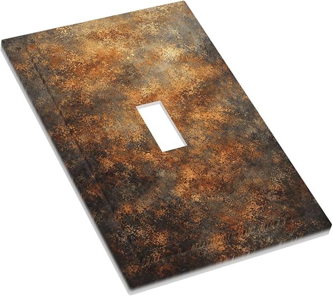 Decorative Light Switch Cover Plate Vintage Rust Pattern in Brown gold 1 Gang Single Toggle Wall Plates for Electrical Outlet Covers Switch Plate Covers Faceplate for Bedroom Home Decor