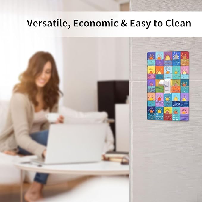 Sunrise Single Toggle Wall Plate Decorative 1 Gang Light Switch Covers Electrical Switchplate Home Decorate Faceplat for Bathroom Bedroom Kitchen Room 4.5 x 2.76 Inch