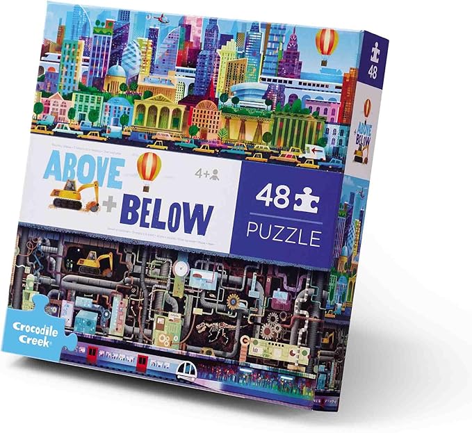 Crocodile Creek Above + Below 48-Piece Jigsaw Floor Puzzle - Fun Floor Puzzles for Kids Ages 4-8, Big City