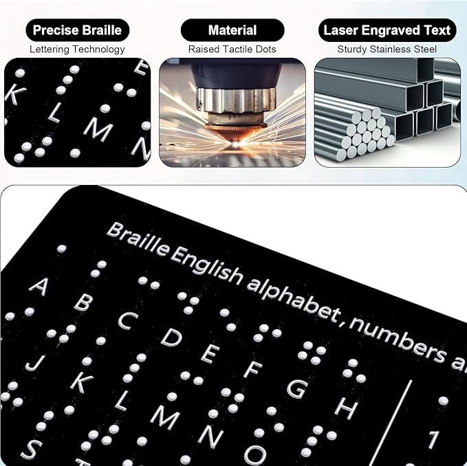 Braille Alphabet Board, Braille Alphabet Board with Raised Dots Numbers & Punctuation Learning Letter Fingerboard for Beginners Teaching Aid Blind Children (Horizontal)