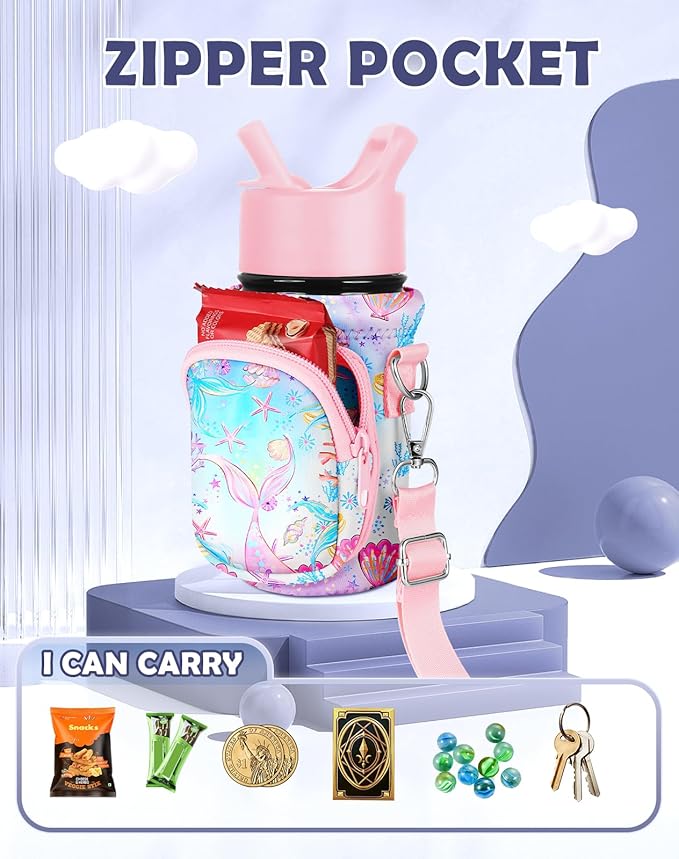 Miss Adola Water Bottle Carrier with Strap - Insulated Kids Water Bottle Holder for Boys Girls Bottle Bag for 10-18Oz