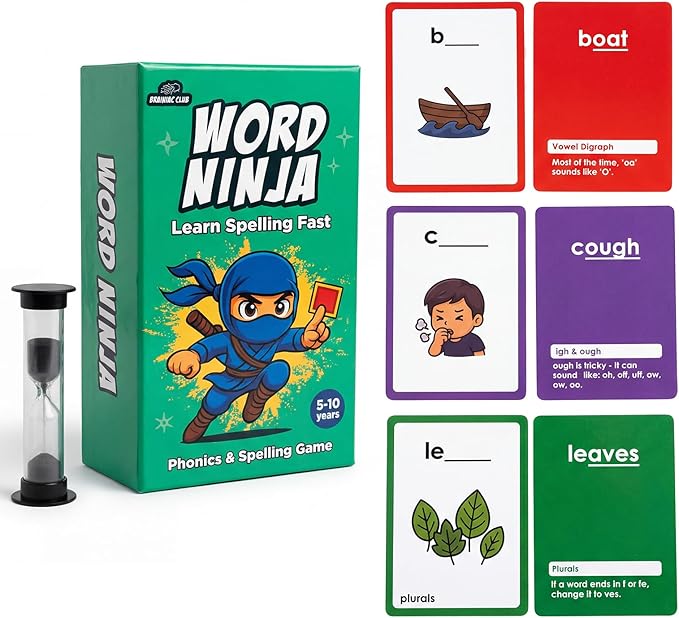 Spelling Game for Kids Ages 5-10, Phonics Game, Educational Learning Game for 1st, 2nd, 3rd, 4th Grade Teachers, Classrooms or Homeschool, Learn to Spell Words, Dyslexia Friendly Literacy Flashcards