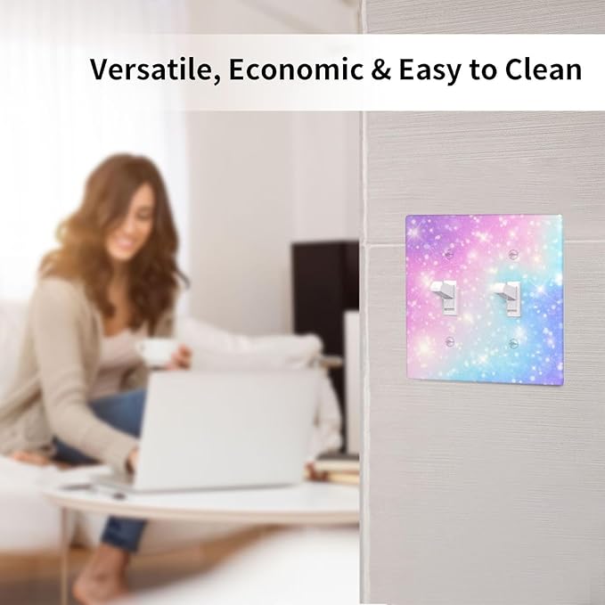 Pink Blue Galaxy Double Light Switch Cover Plates Decorative 2 Gang Wall Plate Double Toggle Lightswitch Cover