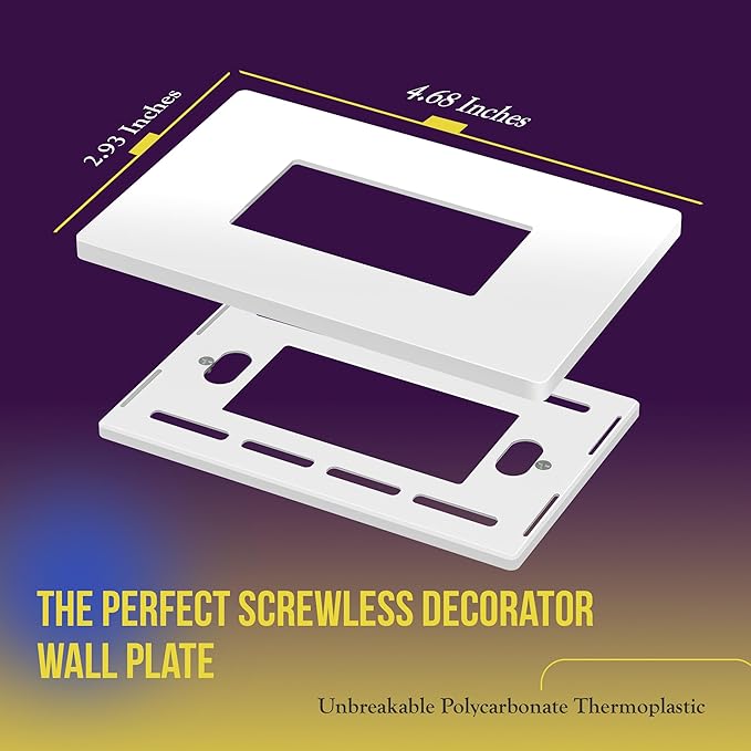 ENERLITES Screwless Decorator Wall Plate Child Safe Outlet Cover, Size 1-Gang 4.68" H x 2.93" L, Unbreakable Polycarbonate Thermoplastic, SI8831-W-100PCS, White (100 Pack)