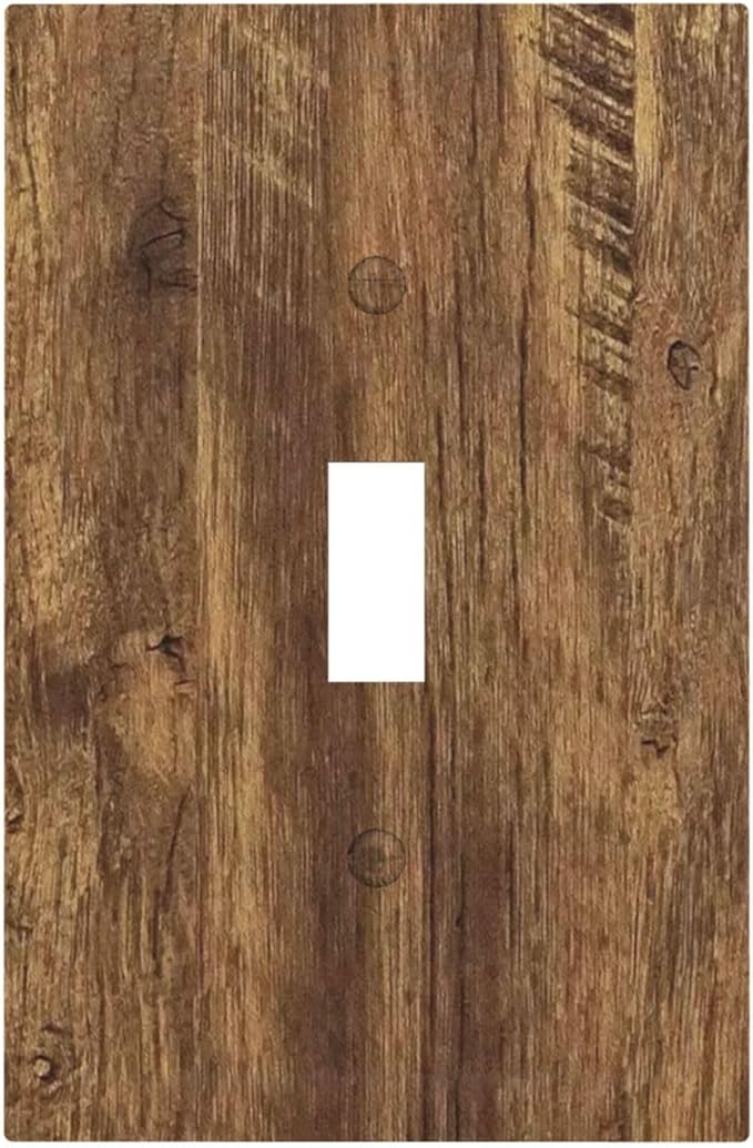 Light Switch Cover Plate Rustic Wood Grain Country Vintage Wooden Board 1 Gang Wallplate Single Toggle Outlet Covers Decorative Switch Plate Covers Electrical Faceplate for Farmhouse Home