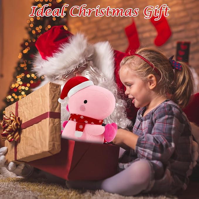 SQEQE Dinosaur Plush Pillow, Cute Loving Stuffed Dinosaur with Heart, Christmas Stuffed Animal Plush Toys Gift for Her Girls Kids (Pink, 20 Inch)