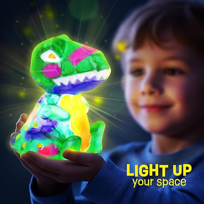 LAOESE Paint Your Own Dinosaur Lamp Kit, Art Supplies Kids Paint Set, Arts and Crafts for Kids Ages 8-12, Dinosaur Toys Girls Boys Birthday Gifts for Kids Ages 3 4 5 6 7 8 9 10 11 12+