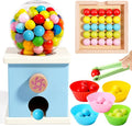 QimuMku 9.6" Wooden Gumball Machine Counting Montessori Toys for 3 4 5 Years Old Boys Girls, Toddler Preschool Learning Activities Toy for Kids Ages 4-8, Birthday Gifts Sensory Toys