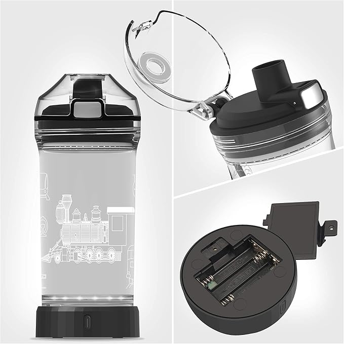 YuanDian Light Up Kids Water Bottle with 3D Train Design- 14 OZ Tritan BPA Free - Cool Drinking Cups Gift for School Kindergarten Boys and Girls Christmas Holiday