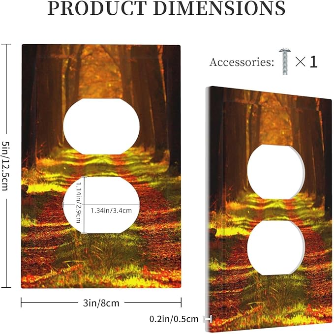 Rustic Nature Tree Autumn Maple Leaf 1 Gang Duplex Outlet Covers Light Switch Cover Decorative Electrical Switchplate Gold Fall Leaves Woodland Park Foliage Tree Faceplate for Bathroom Bedroom Home