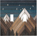 Rustic Geometric Mountain Wilderness Wood 2 Gang Light Switch Cover Plate Double Toggle Wall Plate Decorative Outlet Cover Electrical Faceplate Switchplate for Bedroom Bathroom Kitchen Decor